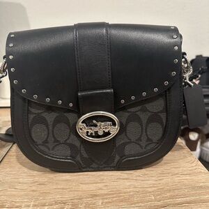 Black Coach Georgie saddle bag